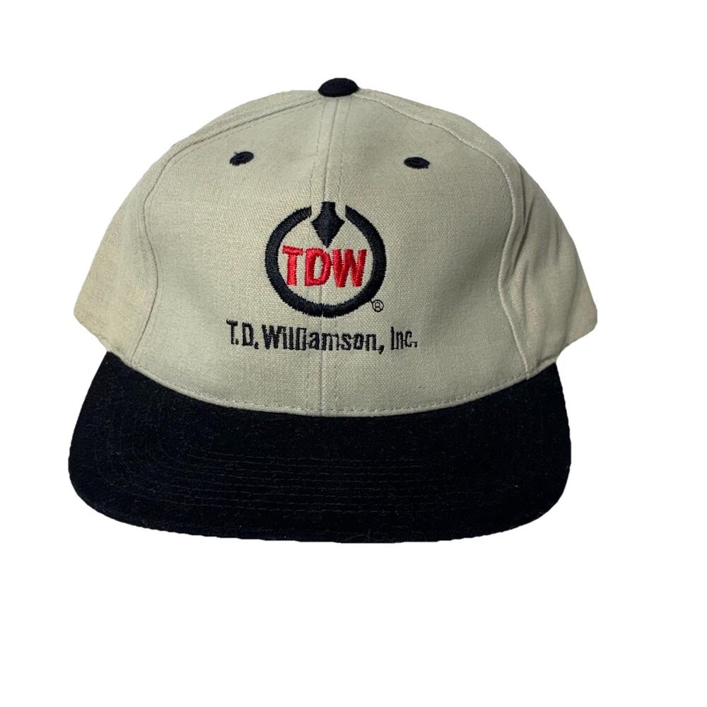 Vintage T.D. Williamson Inc. Hat Cap Beige Black Embroidered Industrial Oil Gas